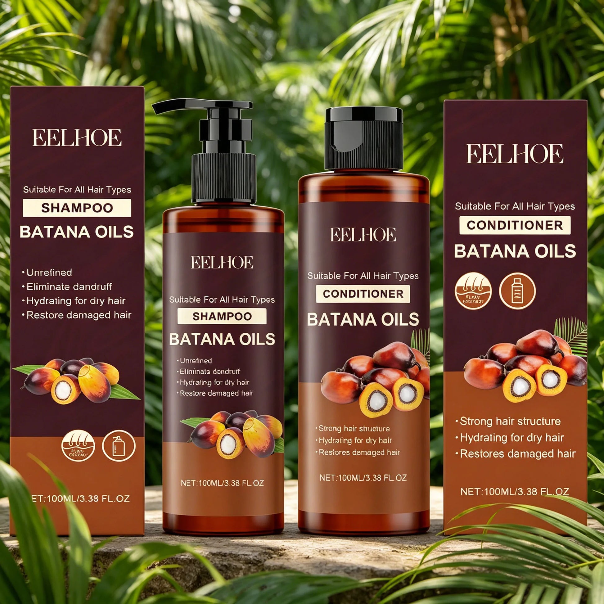 Batana Oil Shampoo Conditioner Cleaning Scalp Oil Control Anti Dandruff Smoothing Prevent Dryness Hair Care Set for Men Women Peaceful Pleasures Health and Wellness