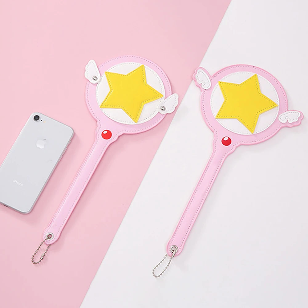 Pink Magic Wand Prop Card Holder Cute Girl Wing Bus Subway Long