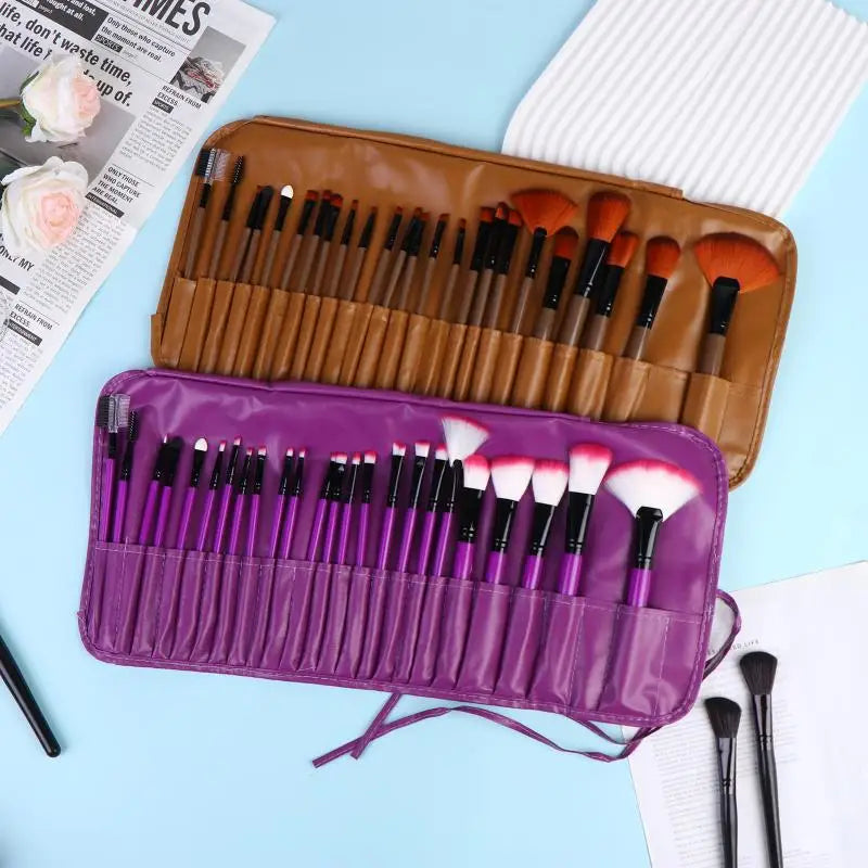 24pcs Makeup Brush Sets Professional Cosmetics Brushes Eyebrow Powder Foundation Shadows Pinceaux Make Up Tools With Storage Bag Peaceful Pleasures Health and Wellness