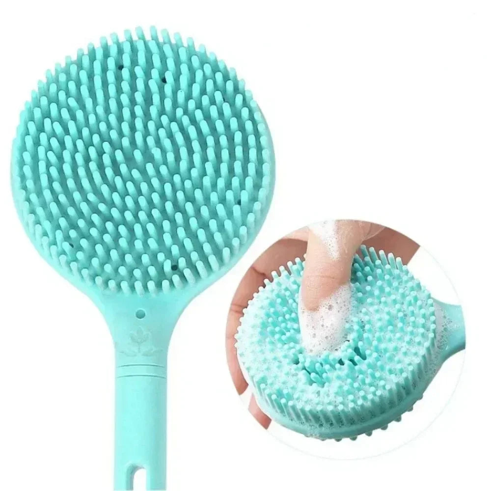 Silicone Long Handle Bath Brush – Double-Sided Body Scrub Body Scrub Brush Peaceful Pleasures Health and Wellness