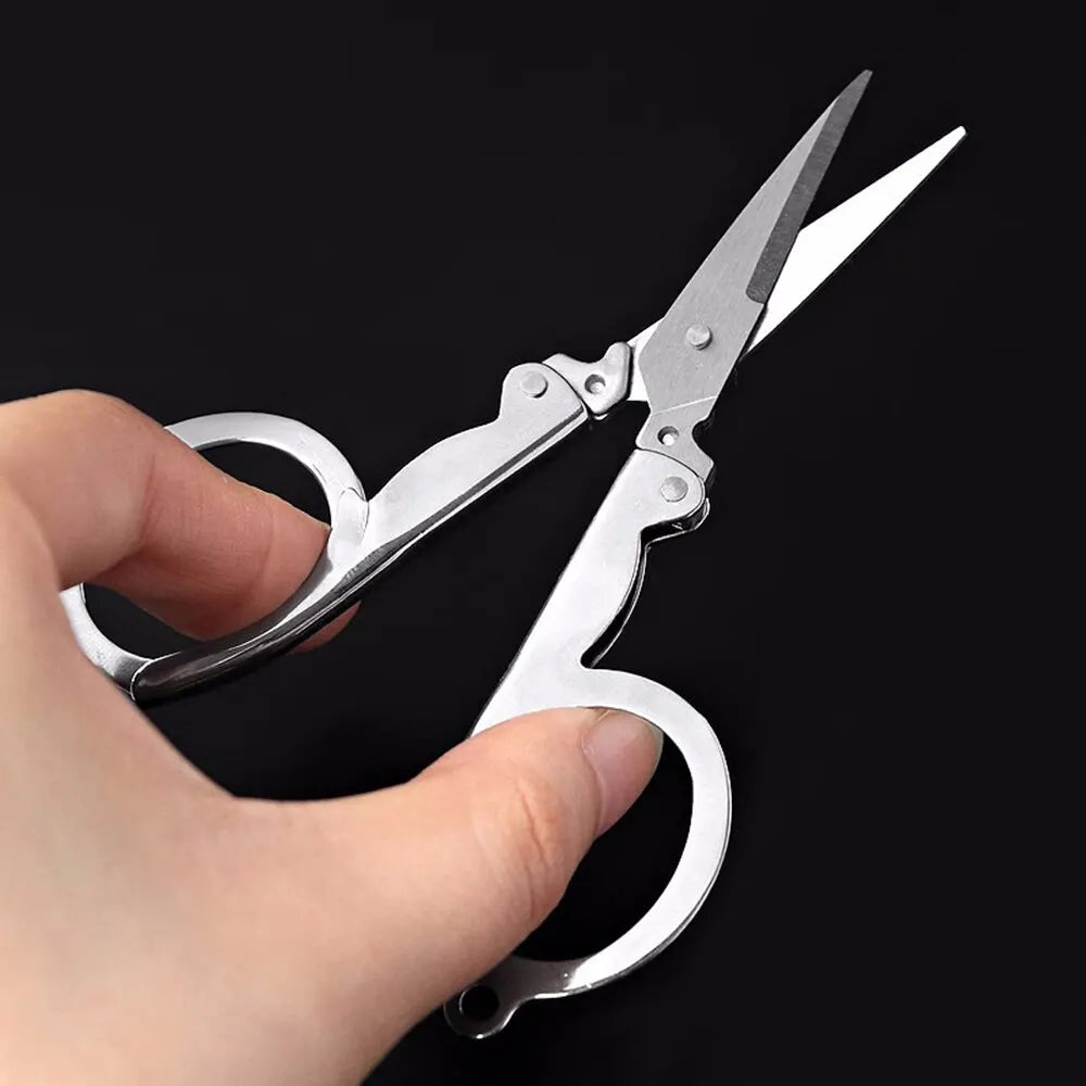 Folding Pocket Scissors Multifunctional Stainless Steel Folding Small Scissors Household Mini Thread Cutting Nail Tools Stainles Peaceful Pleasures Health and Wellness
