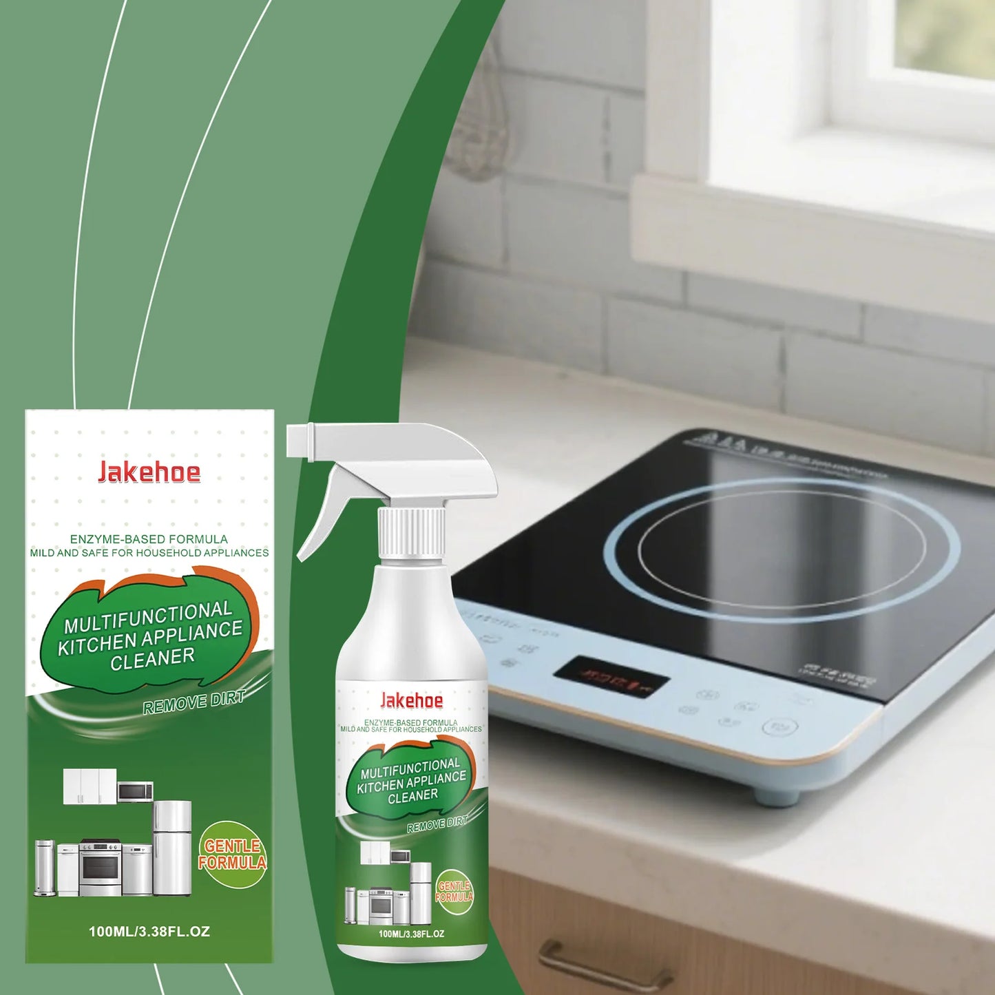 Jakehoe Kitchen Appliance Cleaner | Enzyme Grease Remover Spray Kitchen Degreaser Spray Peaceful Pleasures Health and Wellness