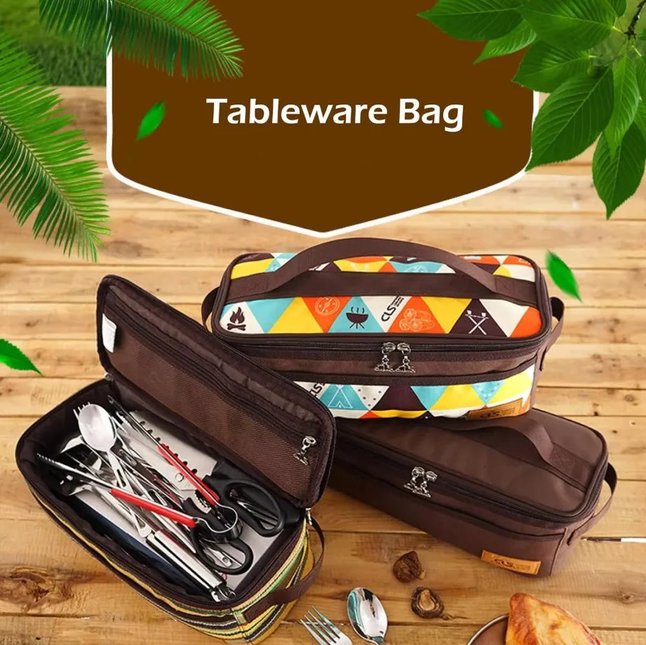 Camping Travel Cookware Organizer Bag Cooking Utensils Storge Portable Pouch for Outdoor Barbecue Camping Cooking Spoon Peaceful Pleasures Health and Wellness