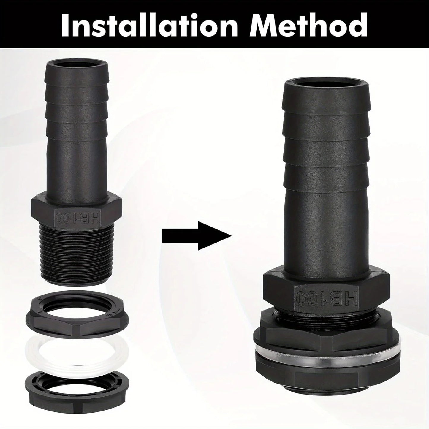 Mounted Rainwater Barrel Overflow Connector Barbed Pipe