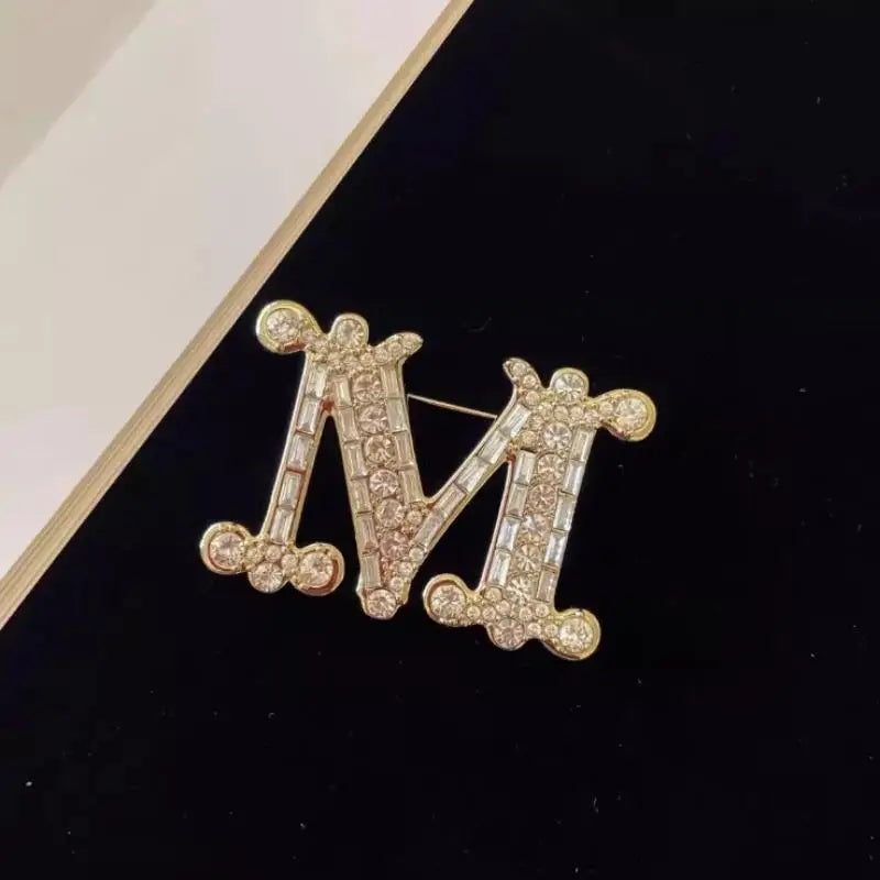 Rhinestone Letter Initial Brooch Pin | Sparkly Alphabet Lapel Pin