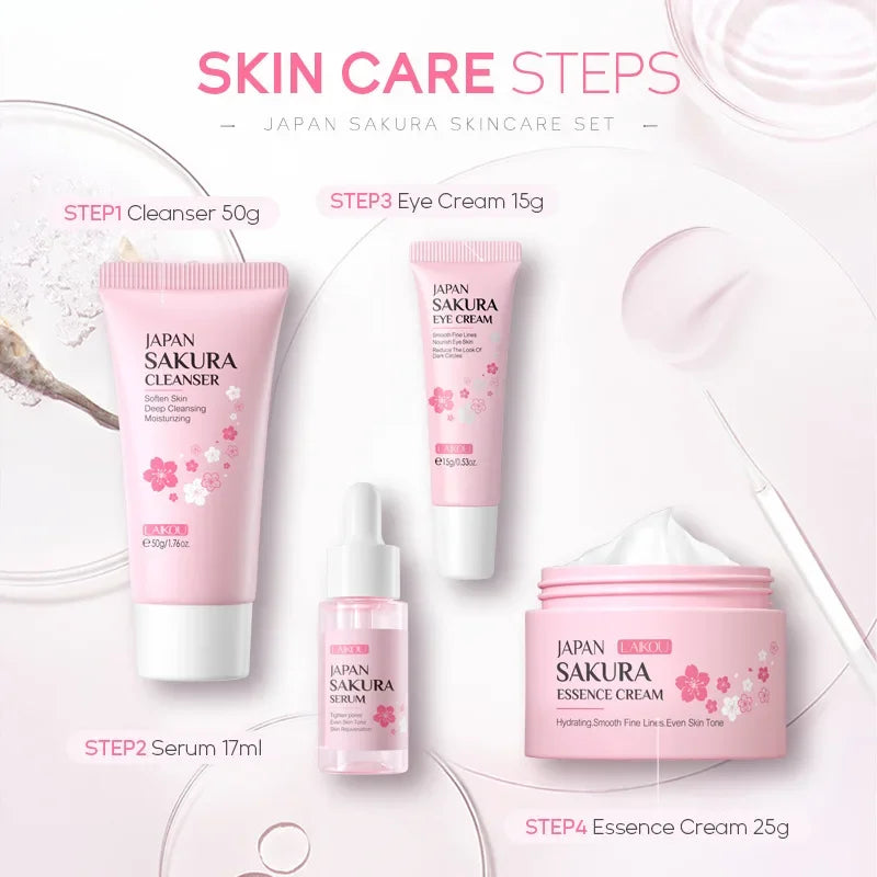 LAIKOU Japanese Sakura 4-Piece Brightening Skincare Set