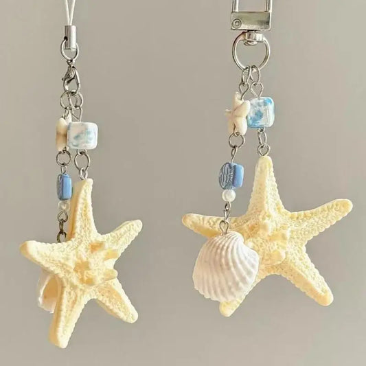 Seashell & Starfish Keychain Charm Set – 2 Pcs Bag Pendant Decorative Keychain Oasis Select
