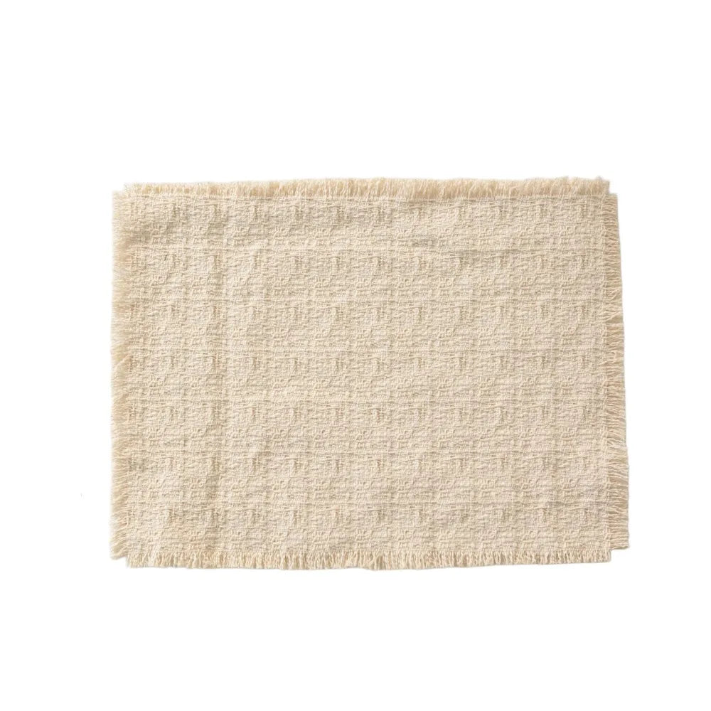 New Beige Color Cotton Placemat Soft Square Shape Table Mat Cotton Photo Props Peaceful Pleasures Health and Wellness 30x40cm L