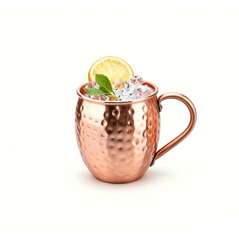 Moscow Mule Mug Durable Coppery Beer Mugs 350ml Coffee Mug Milk Cup Drinkware 304 Stainless Steel Copper-Plated Hammered Cup Peaceful Pleasures Health and Wellness
