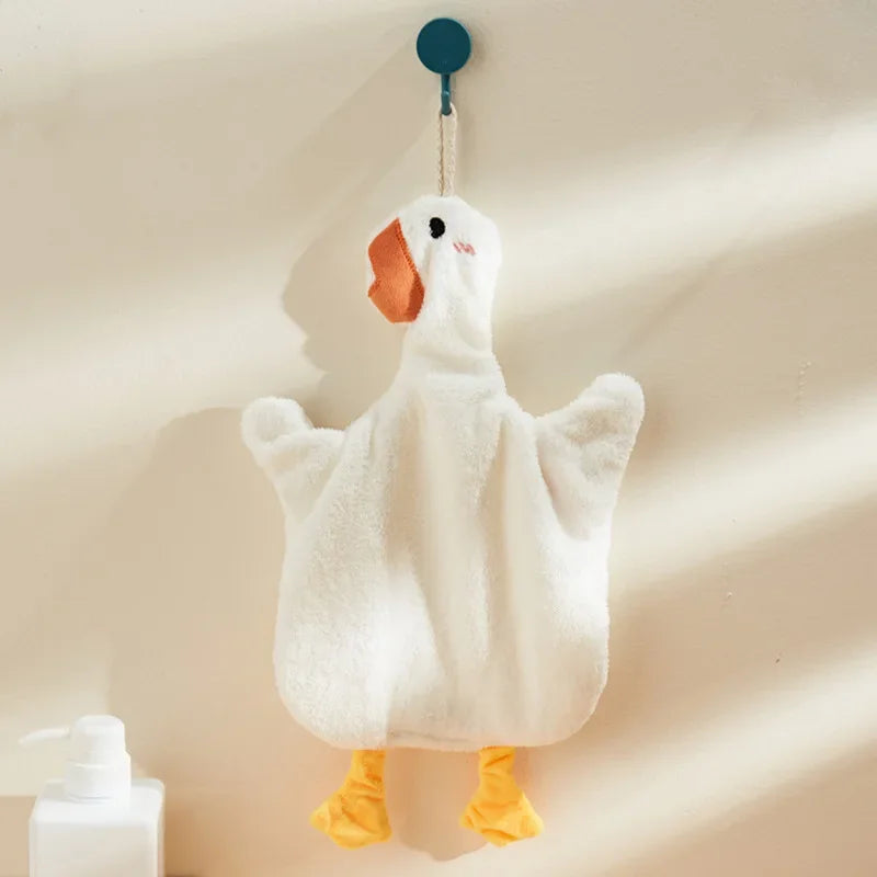 Cute Animal Kids Hand Towels – Soft Coral Fleece Duck & Penguin