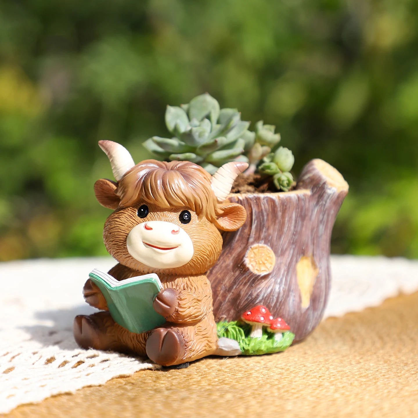 Highland Cow Resin Succulent Planter | Mini Cute Flower Pot