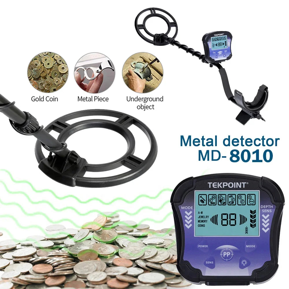 MD8010 Metal Detector Underground Gold Detector High Accuracy Metal Finder Adjustable Treasure Hunter Seeker Detector Portable Peaceful Pleasures Health and Wellness