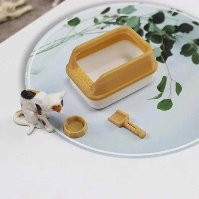 1:12 Dollhouse Miniature Pet Litter Box Set – Cat Playset