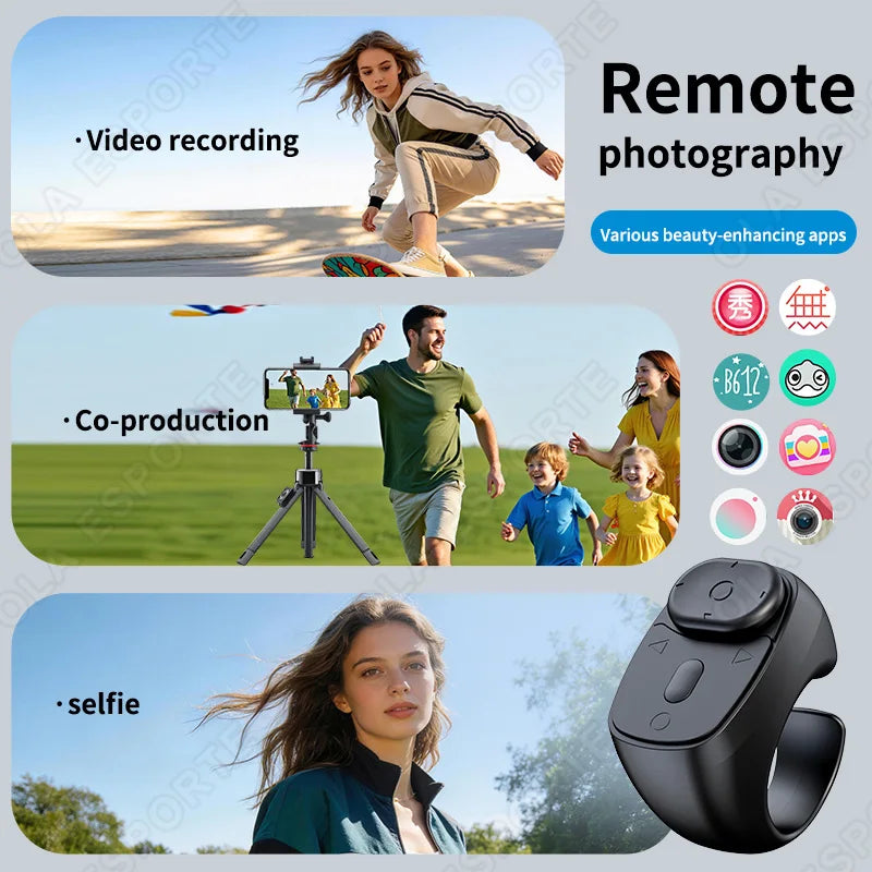 Cell Phone Scrolling Ring Wireless Finger Shutter Remote Control Page Turner Mobile Phone Controller BT For Travel Peaceful Pleasures Health and Wellness