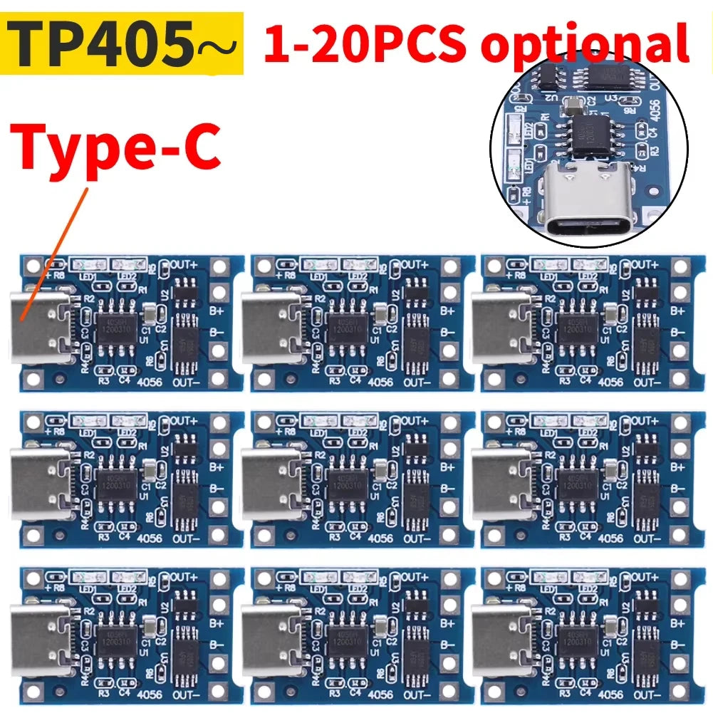 20-1PCS Type-c/Micro/Mini USB 5V 1A 18650 TP405~ Lithium Battery Charger Module Charging Board With Protection Dual Functions 1A Peaceful Pleasures Health and Wellness Type-C 1PCS