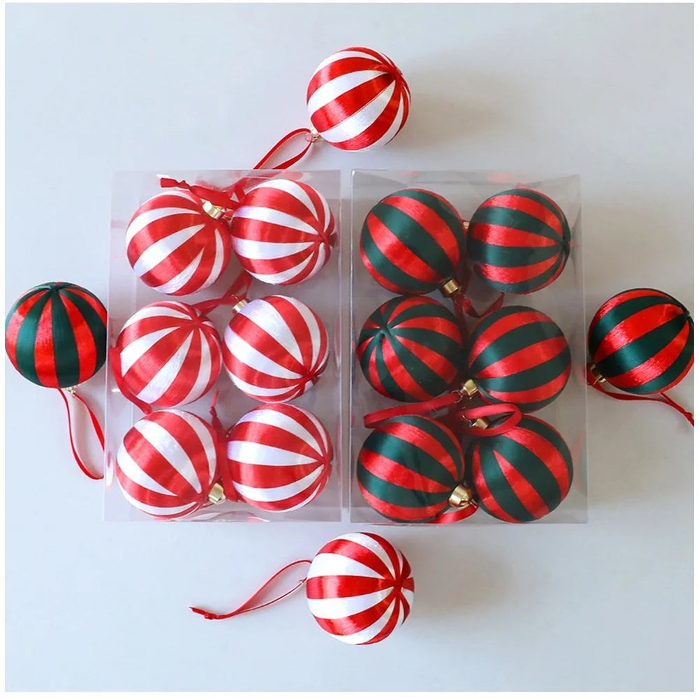 Christmas Tree Ornaments DIY Wrapping Ball Decoration Red Green White