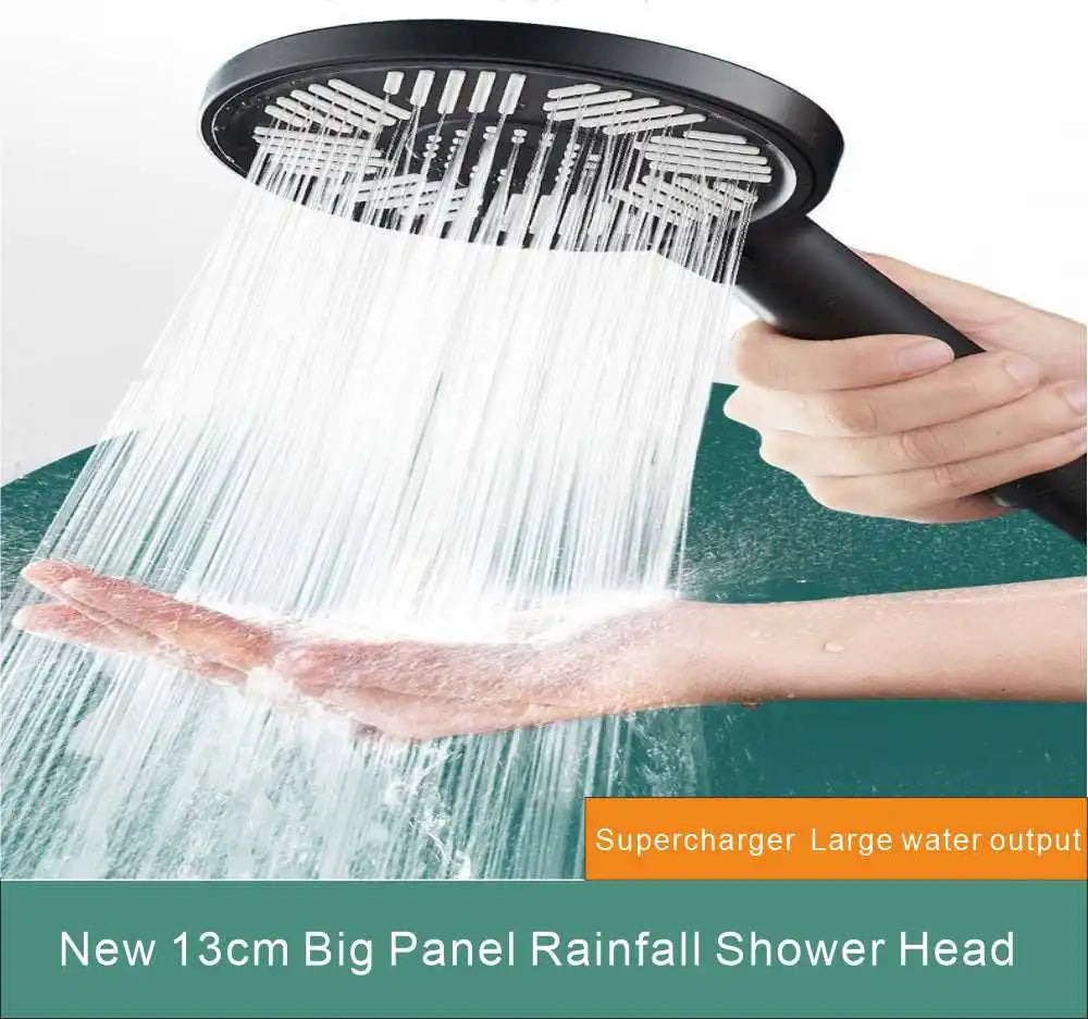 13cm Rainfall Shower Head | High Pressure, 3 Modes, Water Saving