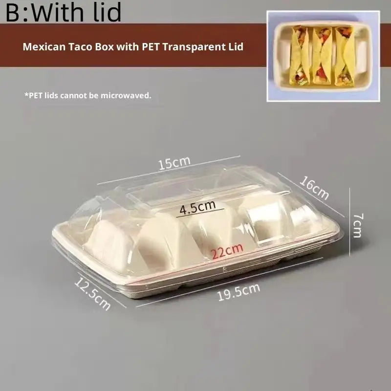 20-Pack Disposable 3-Compartment Taco Plates | Eco Tray Holder