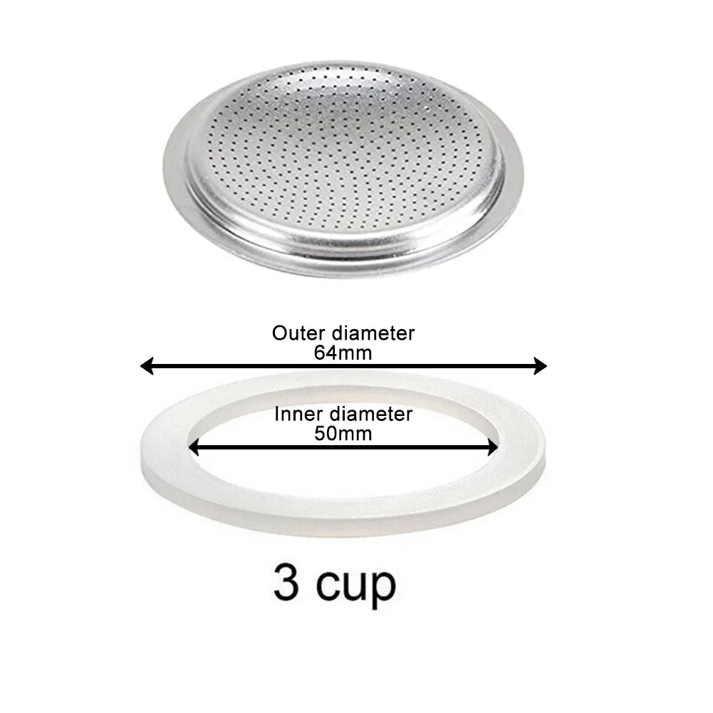 Moka Pot Silicone Gasket & Sieve | 1–12 Cup Replacement Set