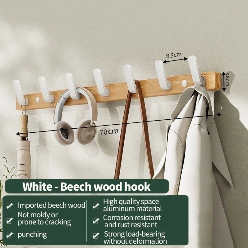 Wood & Aluminum Wall Hook | Coat Hanger for Kitchen & Bathroom