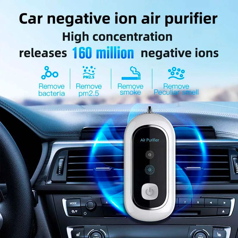 Air Purifier Wearable Personal USB Rechargeable Air Cleaner Purifier High Efficiency Energy Saving Negative Ions Peaceful Pleasures Health and Wellness