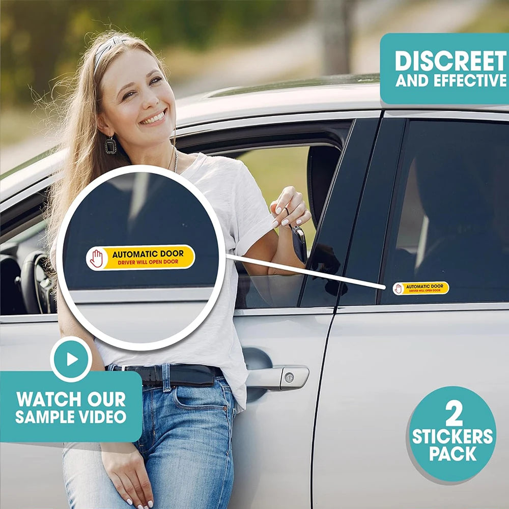 2 Pack Automatic Door Sticker Driver Will Open Door Sign Automatic 1x5 Inches Peaceful Pleasures Health and Wellness