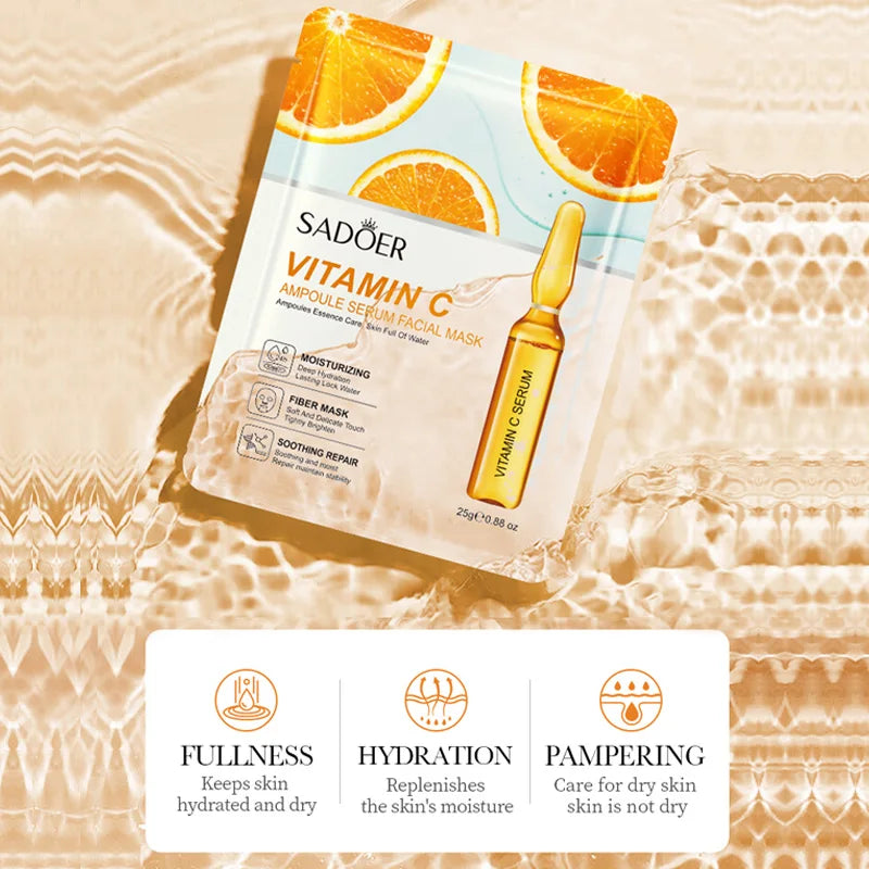 SADOER Vitamin C & Hyaluronic Acid Facial Mask 10-Pack