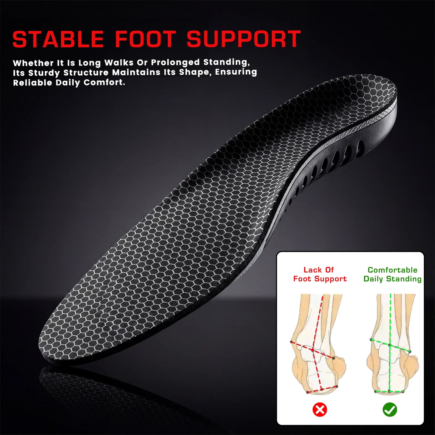 1 Pair EVA Arch Support Orthotics Shock-Absorbing Sports Insoles for Running Walking Standing All Day Foot Pain Relief Shoe Pads Peaceful Pleasures Health and Wellness