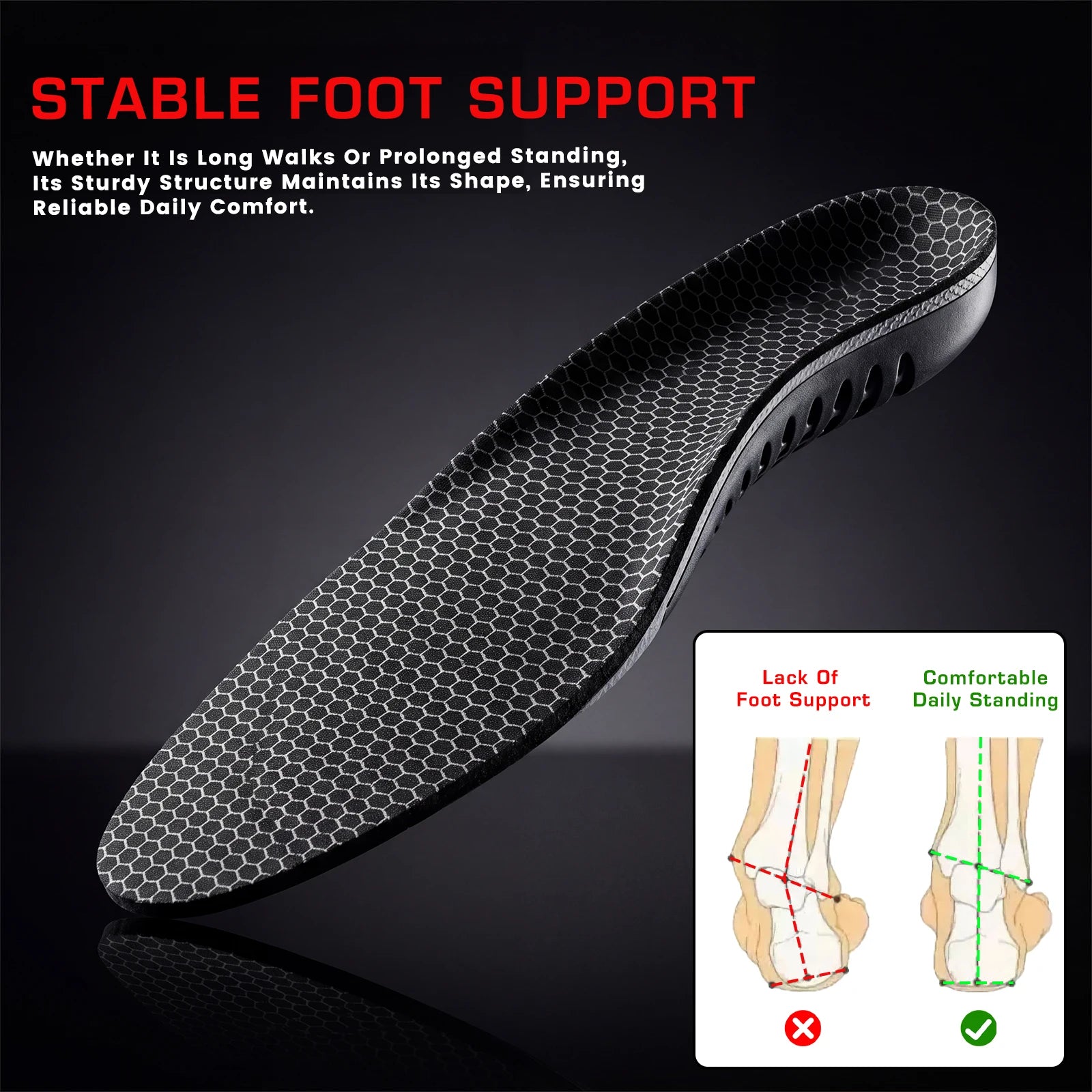 1 Pair EVA Arch Support Orthotics Shock-Absorbing Sports Insoles for Running Walking Standing All Day Foot Pain Relief Shoe Pads Peaceful Pleasures Health and Wellness