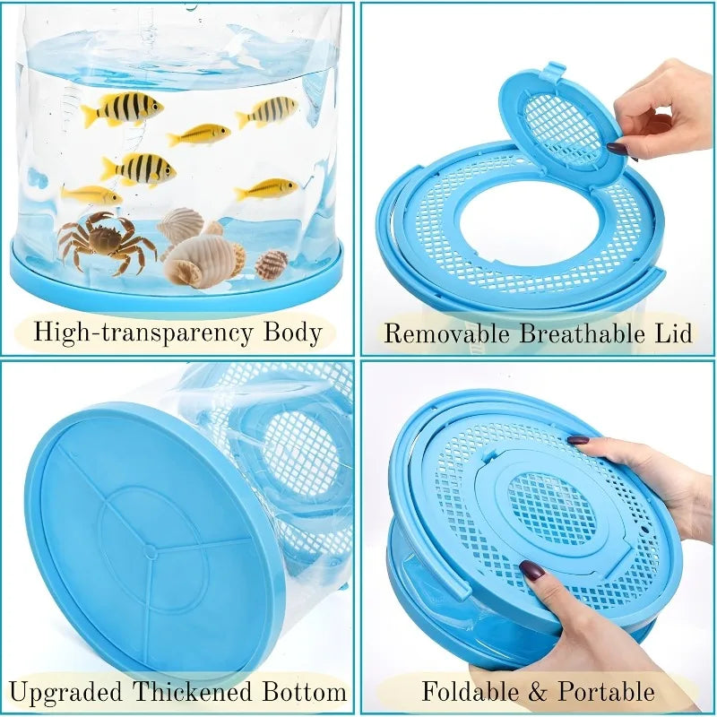 Foldable Small Aquarium, Plastic Portable Fish Tank with Cover, Transparent Fish Transport Container/Fishing Bucket Peaceful Pleasures Health and Wellness
