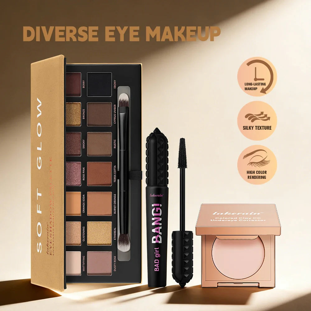 3-Piece Eye Makeup Kit: CC Corrector, Eyeshadow & Mascara