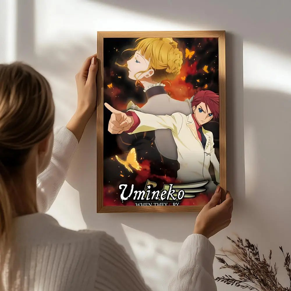 Umineko When They Cry Anime Poster – HD Self-Adhesive Wall Art Anime Wall Poster Peaceful Pleasures Health and Wellness White4 40X50cmNoframe