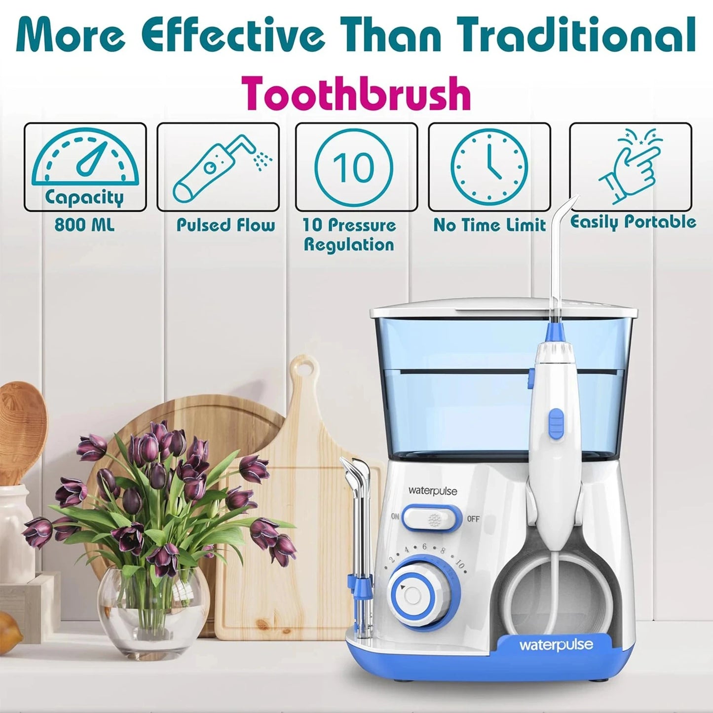 Oral Irrigator Dental Water Flosser for Teeth High Pressure Electric Dental Irrigator Water Flosser Mouth Washing Machine 800ML Peaceful Pleasures Health and Wellness