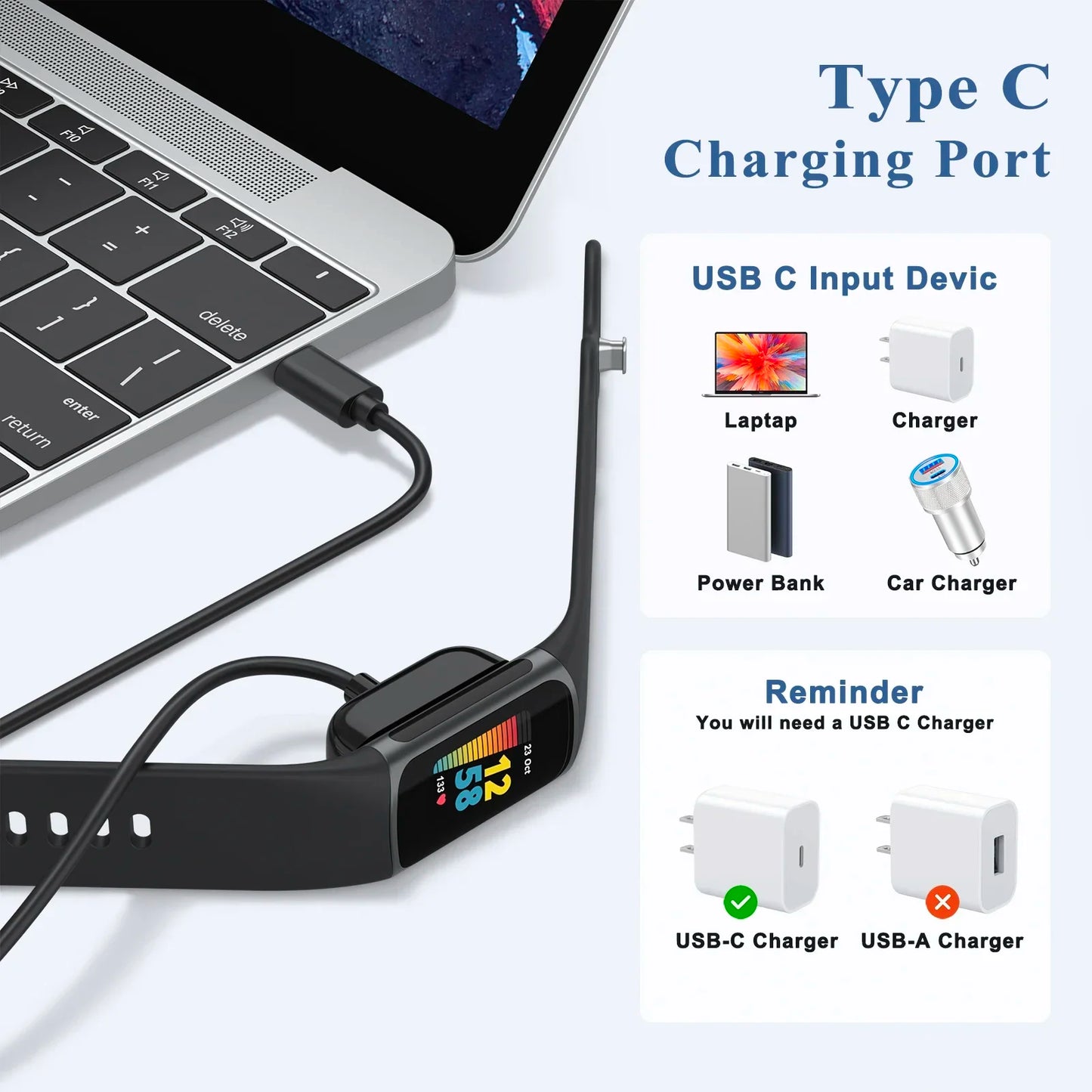 USB-C Magnetic Charger for Fitbit Charge 5, Charge 6 & Luxe Peaceful Pleasures Health and Wellness