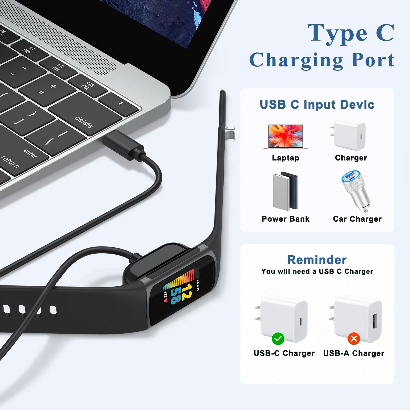 USB-C Magnetic Charger for Fitbit Charge 5, Charge 6 & Luxe Peaceful Pleasures Health and Wellness