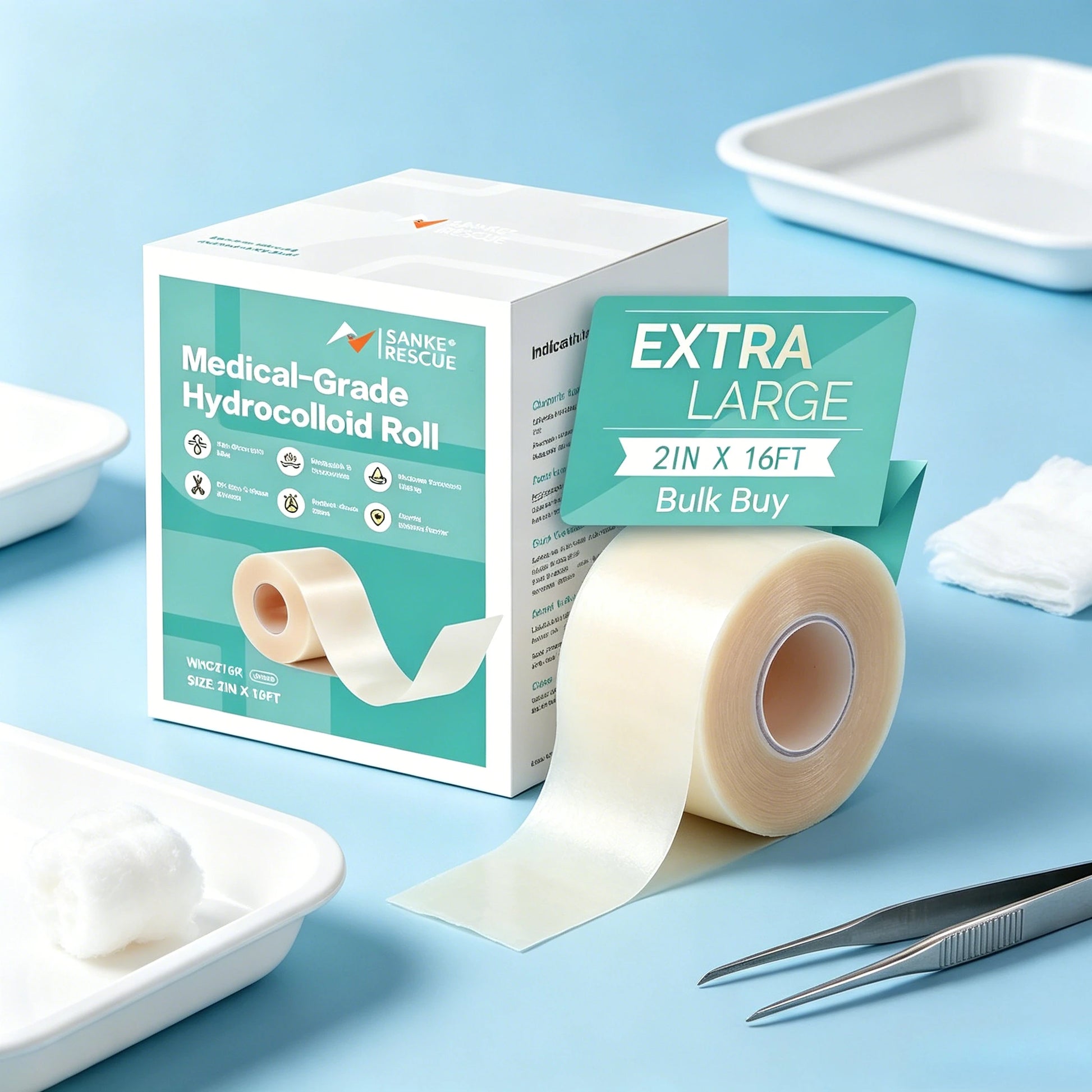 Hydrocolloid Wound Care Roll, Cut-to-Size Patch, Self-Adhesive Waterproof Super Absorbent Dressing, First Aid Essential. Peaceful Pleasures Health and Wellness