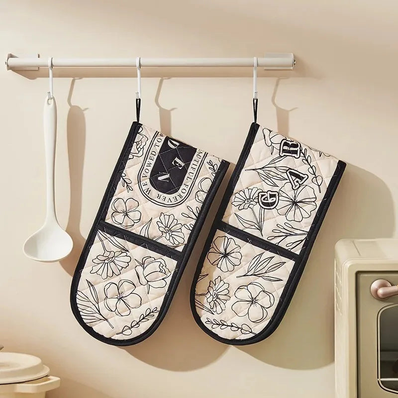 Heat Resistant Oven Mitts – Long Floral Kitchen & BBQ Gloves