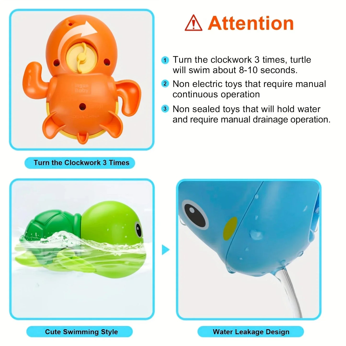 Wind-Up Frog Water Spray Bath Toy for Toddlers – 1 or 3 Pack