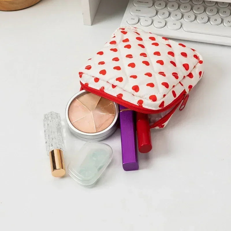 Heart Print Tampon & Sanitary Napkin Pouch | Feminine Organizer