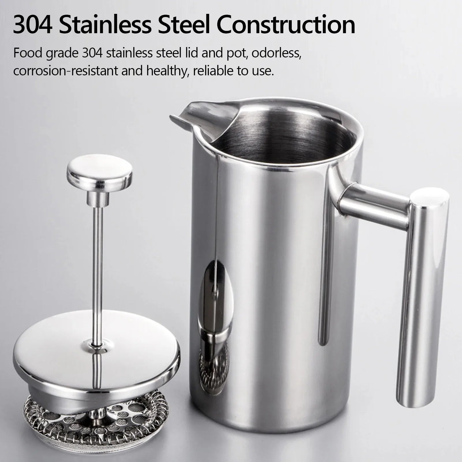350ml/800ml/1000ml Coffee Maker Pot French Press Coffee Maker Stainless Steel Double Walled Insulated Coffee Maker Pot Peaceful Pleasures Health and Wellness