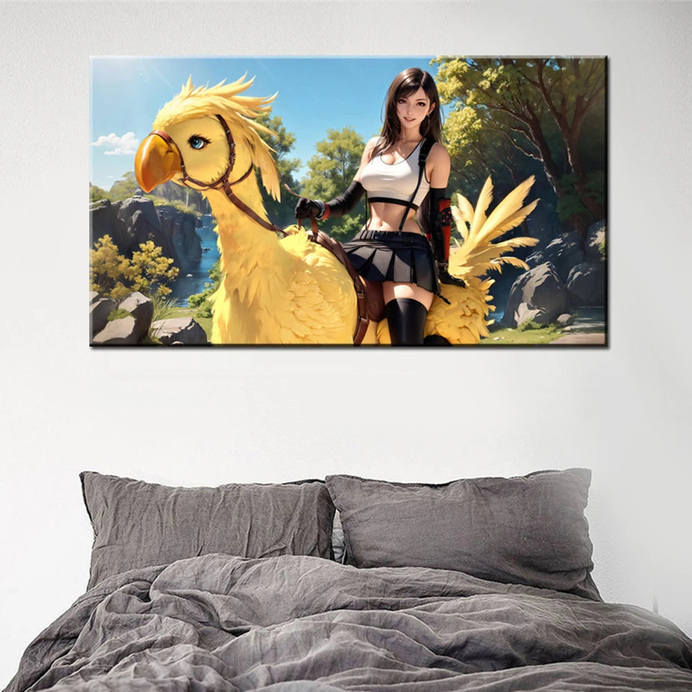 Tifa Lockhart Canvas Wall Art | FF7 Game Poster Home Decor Canvas Wall Art Peaceful Pleasures Health and Wellness