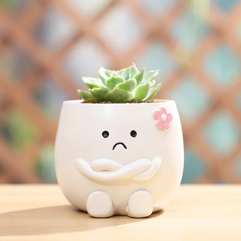 Smiley Face Mini Resin Succulent Planter | Desk & Home Decor