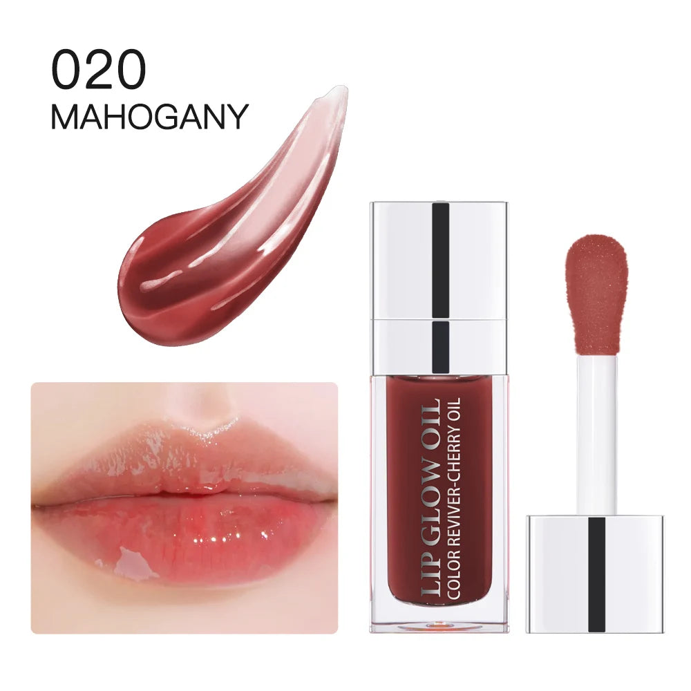 Crystal Jelly Lip Gloss 10Colors Moisturizing Plumping Clear Tinted Lip Plumper Lips Makeup Lip Oil Care Peaceful Pleasures Health and Wellness 020 mahogany