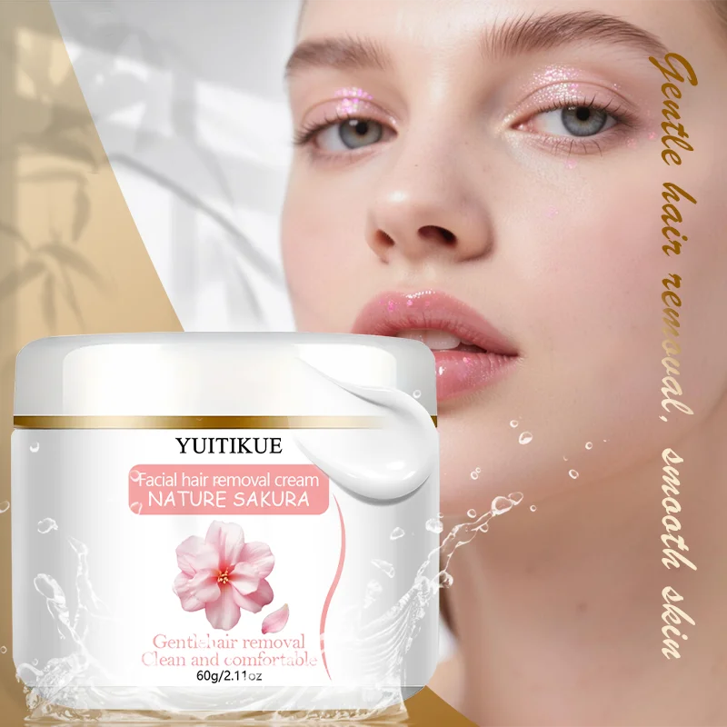 Yuitikue Sakura Facial Hair Removal Cream, 60g Gentle Nature-Infused Face Hair Remover for Clean & Comfortable Skin Peaceful Pleasures Health and Wellness