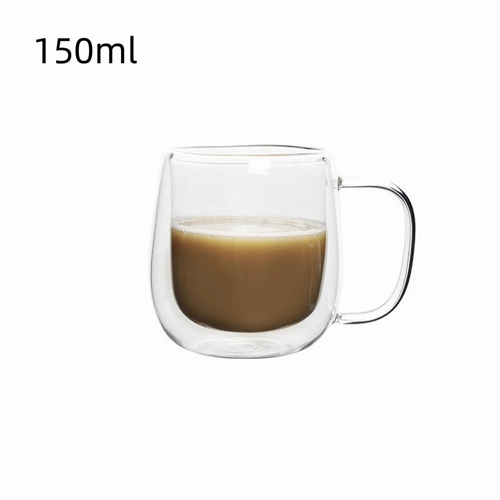 Double Wall Glass Coffee Cup with Handle – Insulated Espresso