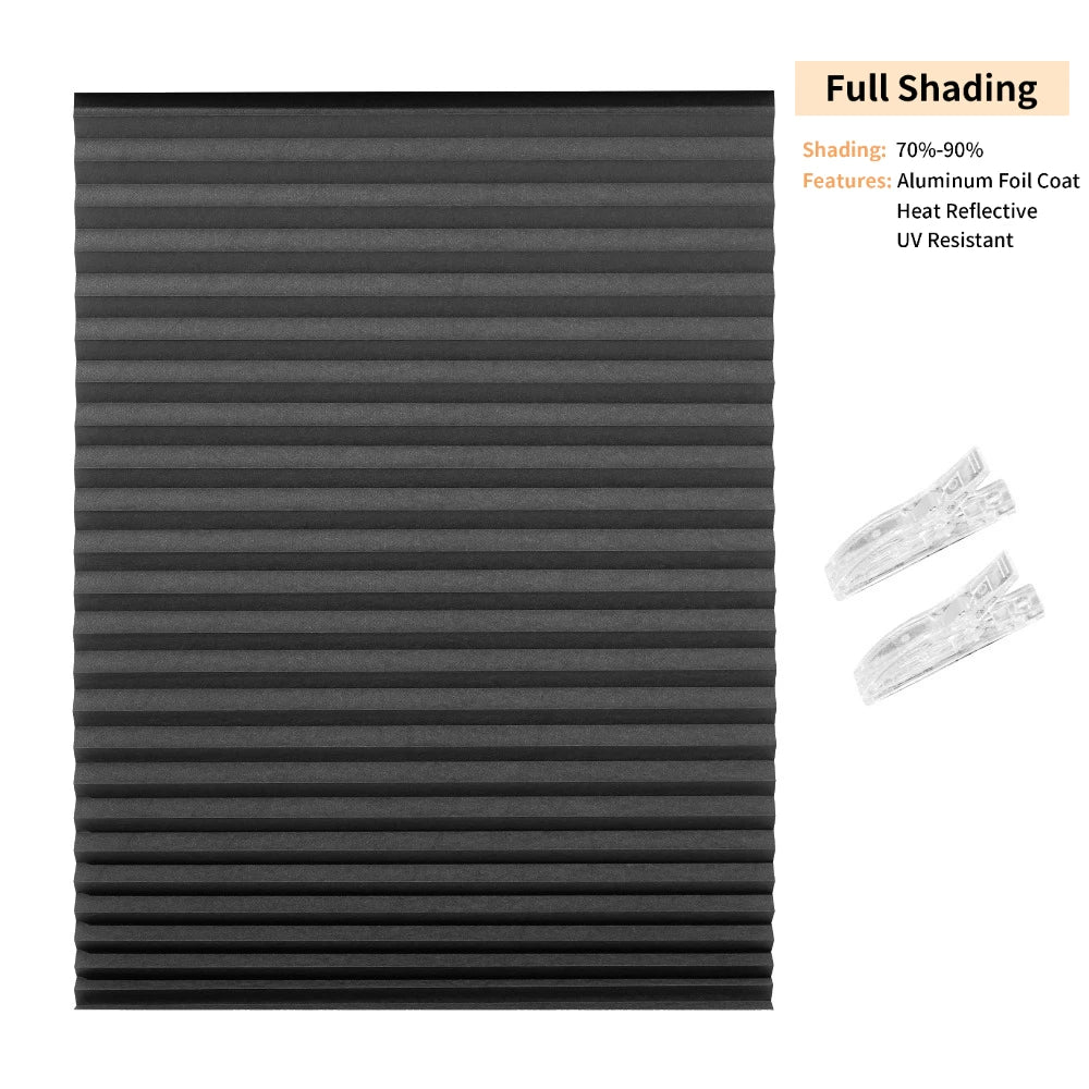 Window Blinds Cordless No Drill Cut to Size Clip On Stick On Self Adhesive Temporary Blinds Pleated Paper Blinds for Window Door Peaceful Pleasures Health and Wellness Dark Grey 90X180CM