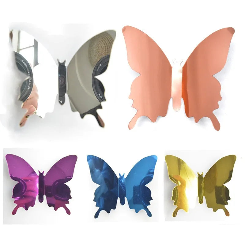 12pcs 3D Butterfly Mirror Wall Stickers Removable DIY Wall Art for Party Wedding Decor Home Decorations Craft Supplies stickers Peaceful Pleasures Health and Wellness