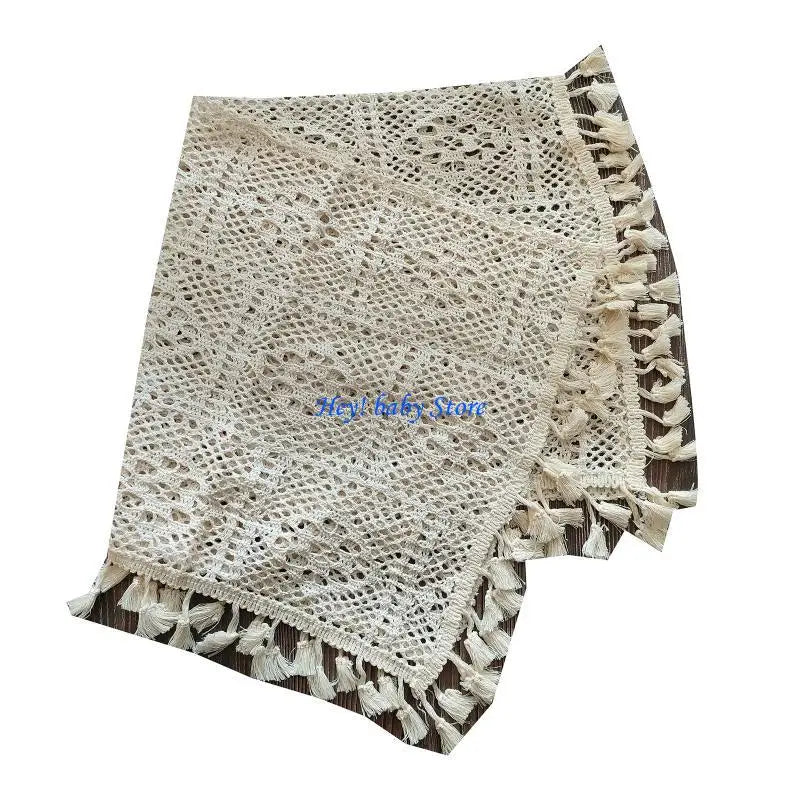 Newborn Baby Photo Prop Blanket | Vintage Tassel Cotton Wrap