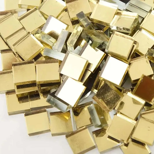 100pcs Self-Adhesive Mini Square Mirror Tiles 1cm | Mosaic Craft Mosaic Mirror Tiles Oasis Select gold
