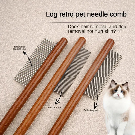 Wooden Pet Grooming Comb – Cat & Dog Detangling Brush Pet Grooming Comb Peaceful Pleasures Health and Wellness mixed 3pcs XS（old）